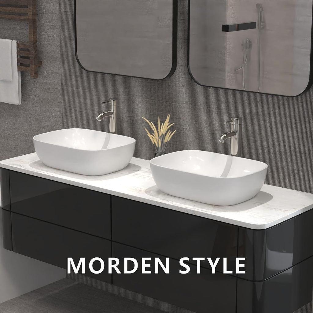 18.3'' x 13'' Bathroom Vessel Sink White Porcelain Ceramic Sink Bowl Above Counter Oval Wash Basin Vanity