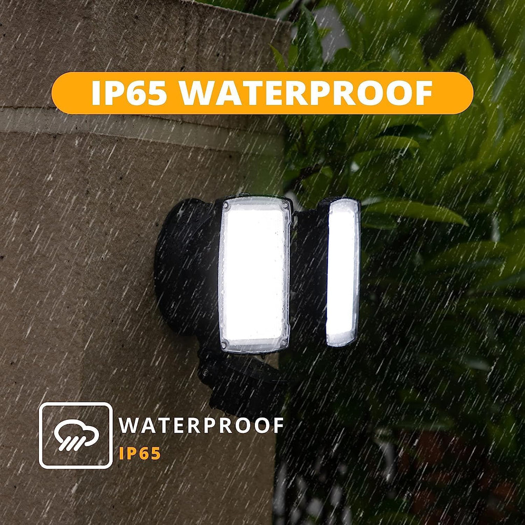 2 Pack 19W LED Flood Light Motion Sensor Outdoor, 2 Adjustable Head, 2000LM, 5000K, IP65 Waterproof, Dusk to Dawn