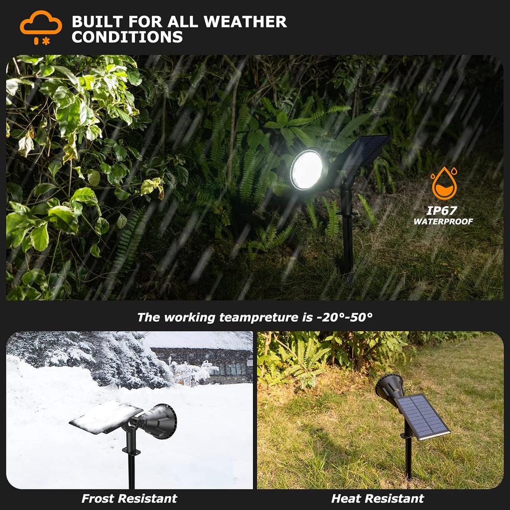 Solar Spot Lights Outdoor, 21 LEDs Solar Outdoor Lights Auto On/Off with 3 Modes, IP67 Waterproof Yard Spotlight