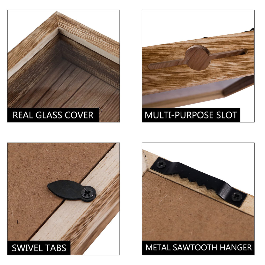 Coffee Shadow Box Real Wood 11x14, Top Loading Display Case Frame with Slot, Movie Travel Sporting Events Concert