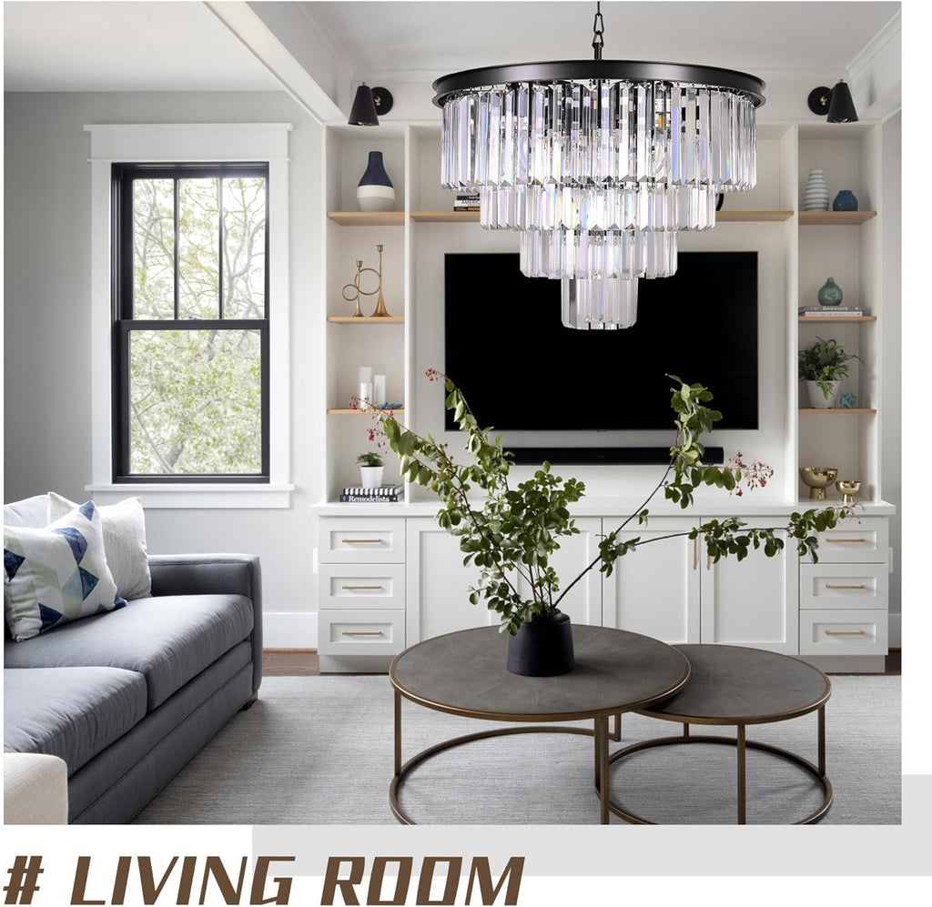 Inspired Odeon Style 9-Light Crystal 4-Tier Modern Chandelier Dia 23.6"