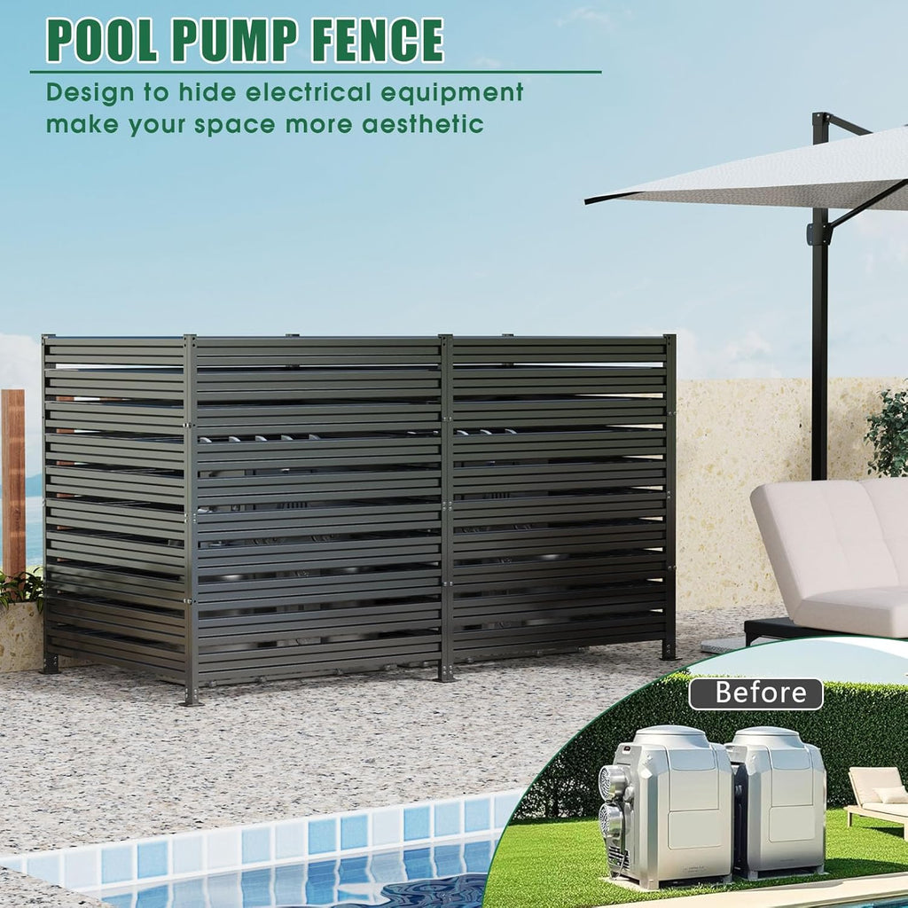 42" H x 38" W (3 Panels) Air Conditioner Fence, Metal Privacy Fence Panels for Outside, AC Unit Fencing, Trash Can