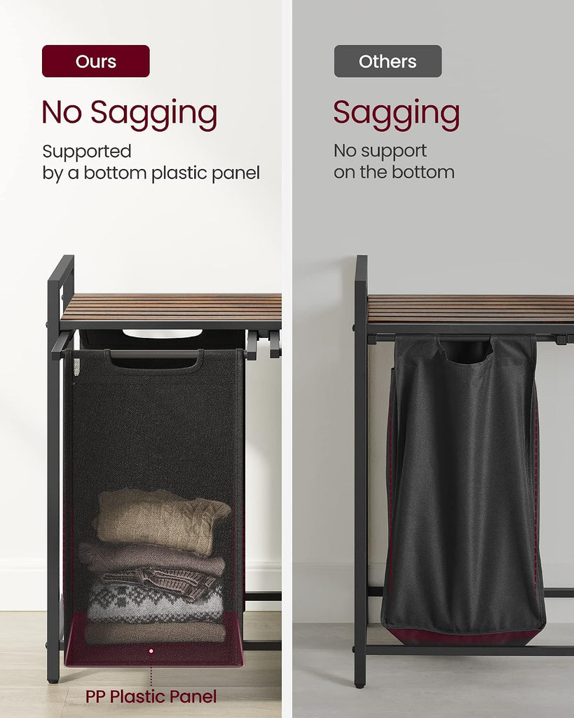Laundry Hamper, Laundry Basket, Laundry Sorter with 2 Pull-Out and Removable Bags, Shelf, Metal Frame, 2 x 12.1