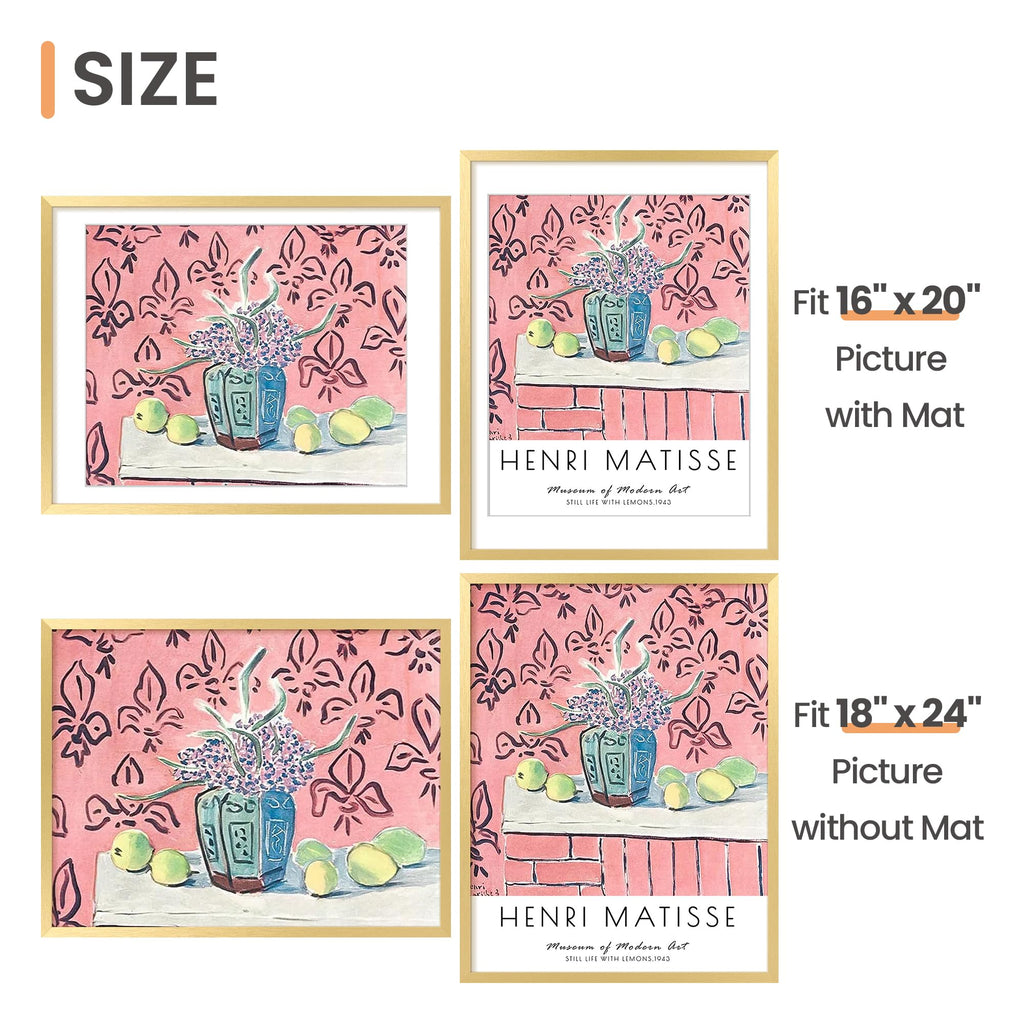 18x24 Picture Frame, Wall Decor Poster Frames, Gold 1 Pack