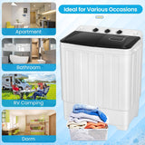 Portable 30Lbs Twin Tub Washing Machine Washer and Dryer Combo, Compact Laundry Machine with Drain Pump, Time Control