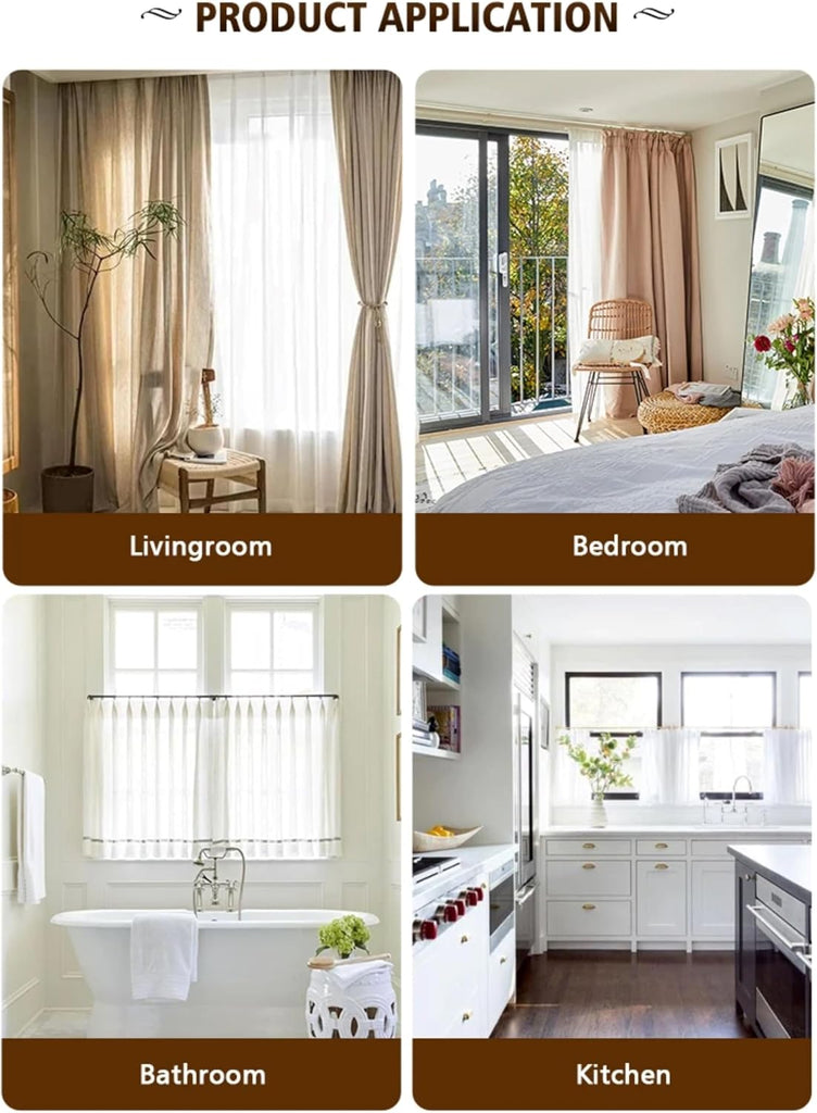 Heavy Duty Single Standard Adjustable Curtain Rod Hardware Included (White, 18"- 28")
