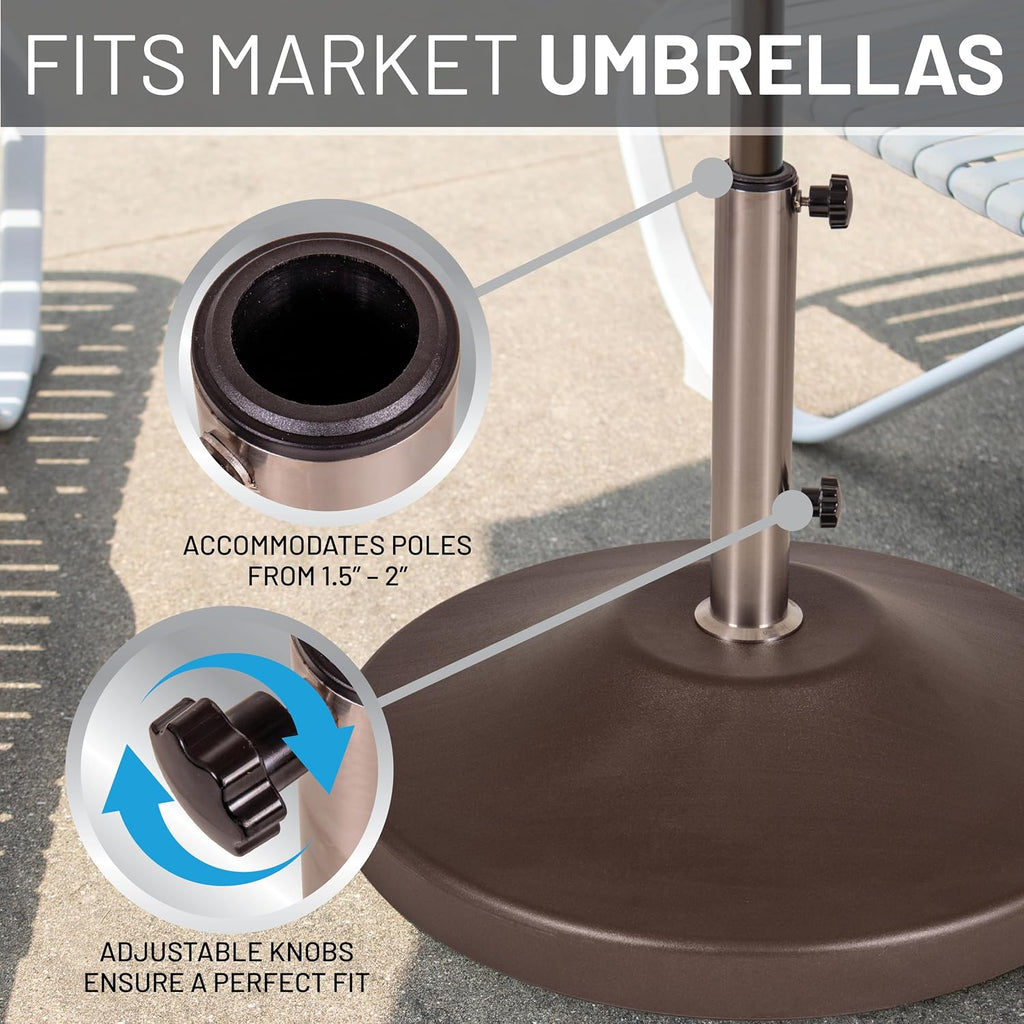 Fillable 120lb Capacity Commercial Free Standing Umbrella Base Heavy Duty, Umbrella Base with Wheels