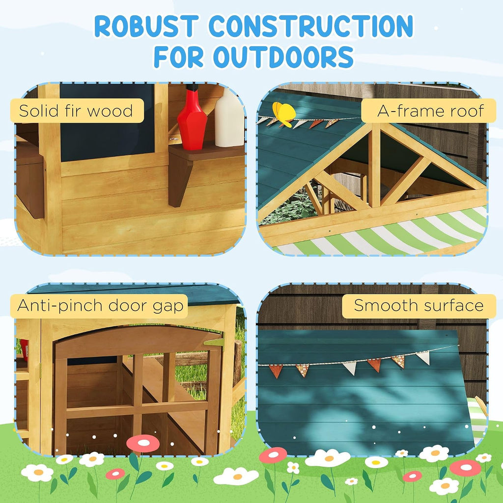 Premium Collapsible Timber Playhouse Featuring PanoFor ramic View Windows, Working Entry Door, Snack Nook Area