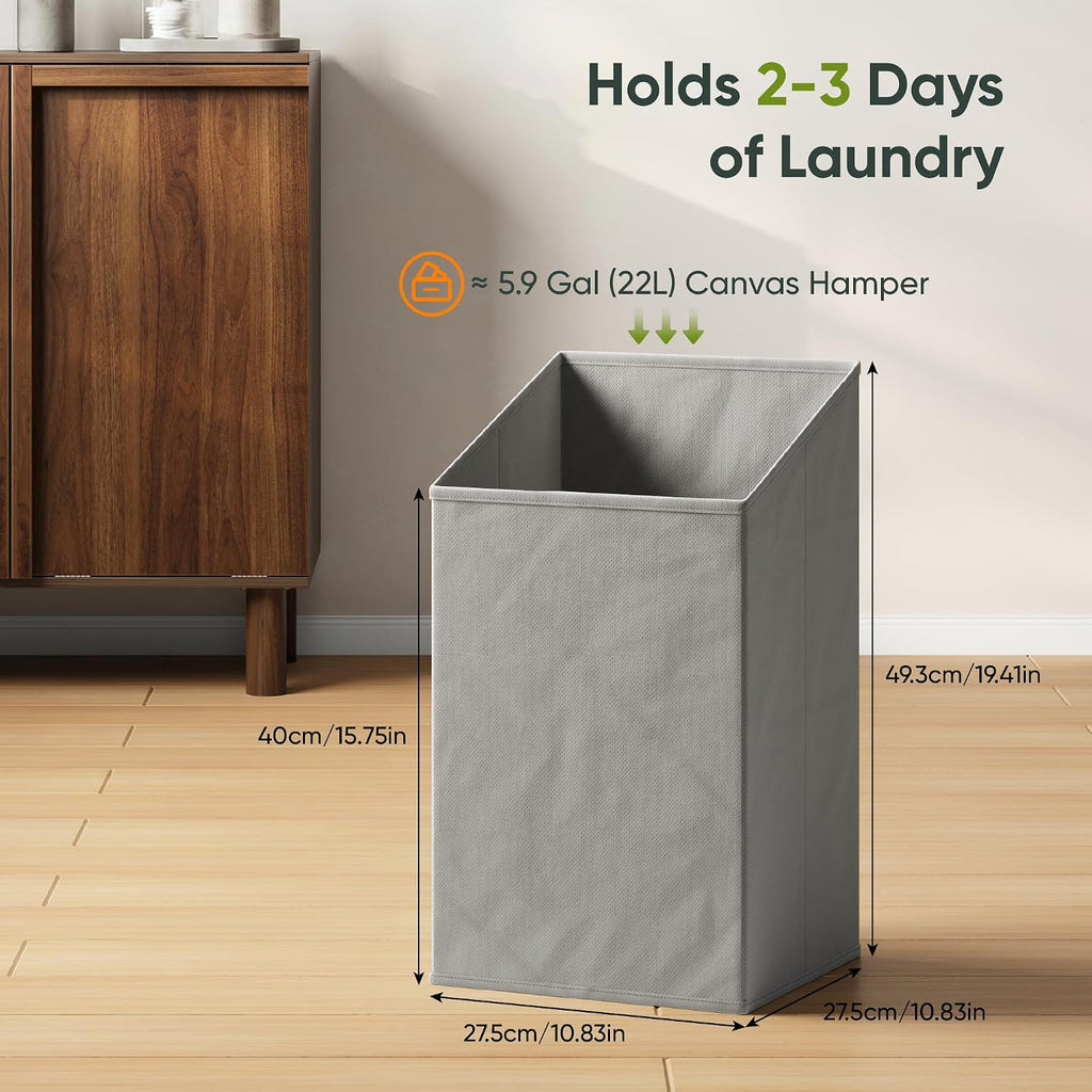 Double Laundry Hamper Cabinet, 26.2" Small Wooden Dirty Clothes Basket with Handles, Narrow Tilt-Out Laundry Sorter