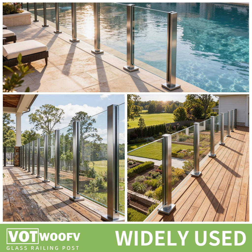 43.5" Glass Railing Post, Middle Glass Post for Center System