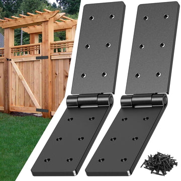 Heavy Duty Gate Hinges 270° Adjustable, 2-Pack for Wood Fence Barn Door
