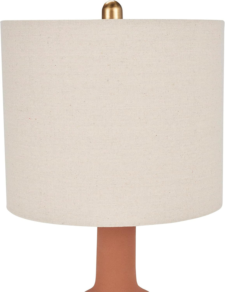 Home 22" Orange Terracotta Ceramic Table Lamp for Modern, Transitional, Bedside Table, Living Room, Dining, Entryway