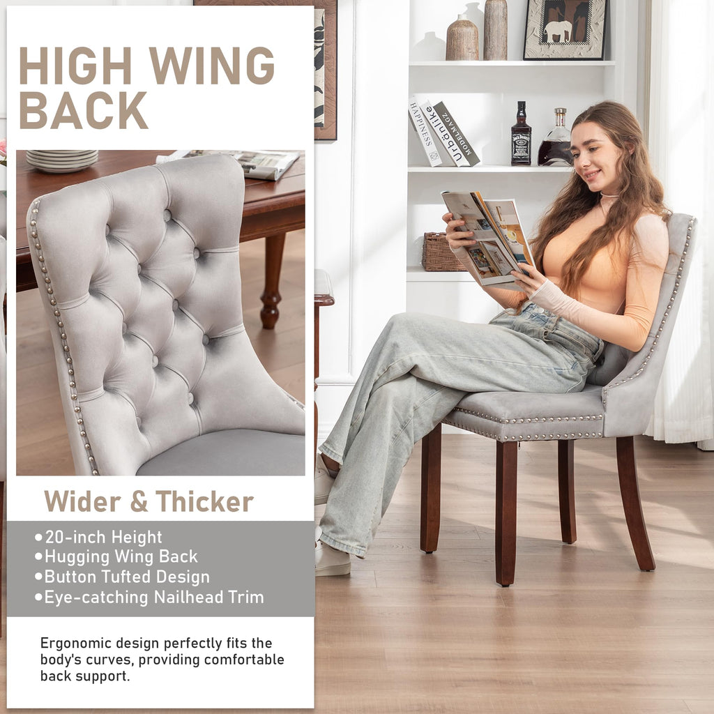 Velvet Dining Chairs, Light Gray Dining Chairs Set of 4