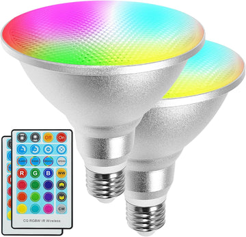 LED Par38 Flood Light Bulb Waterproof Outdoor, Color Changing Light RGBW | 30W=100W , Timing, 1800LM, Warm+Cool