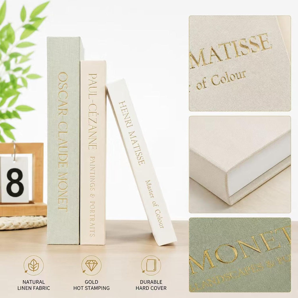 Decorative Books Decor,Set of 3 Aesthetic Faux Books with Storage Box,Linen Fake Books for Coffee Table,Bookshelf &
