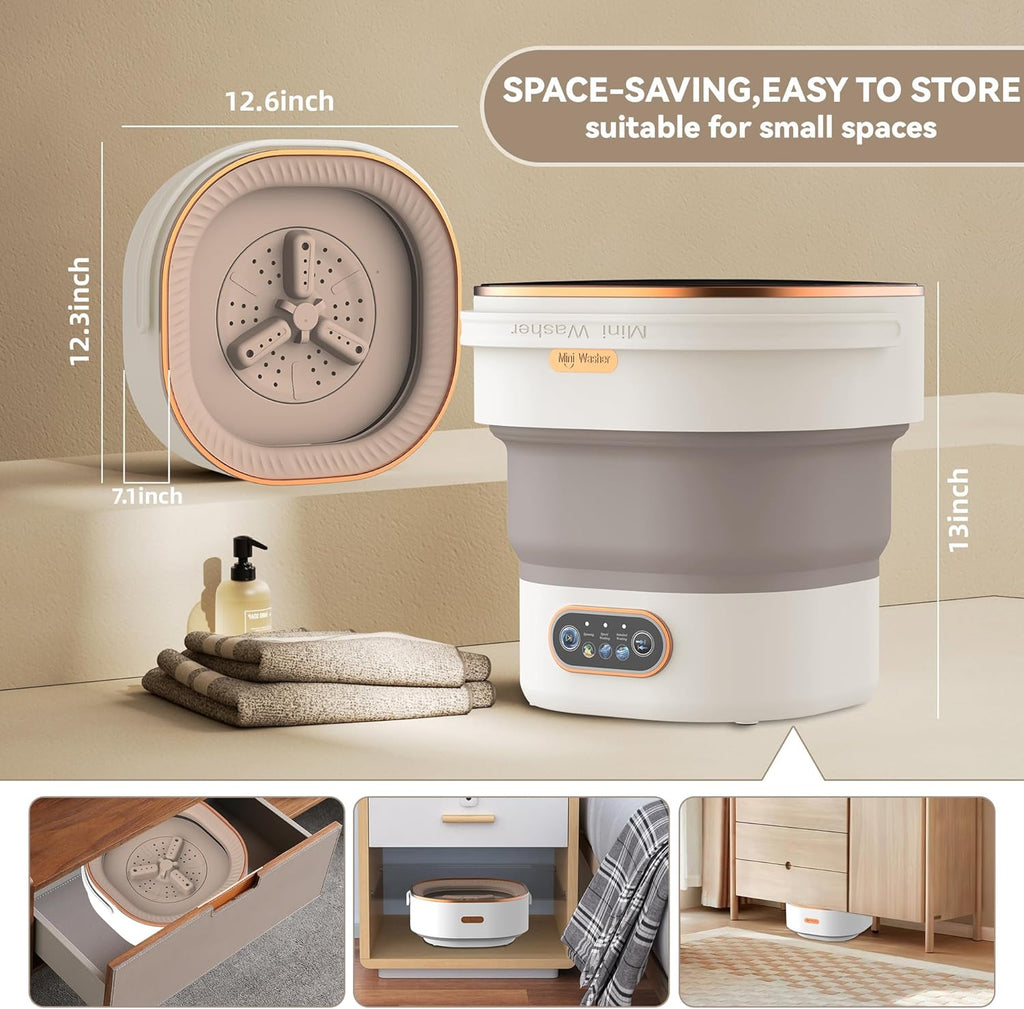 Portable Mini Washing Machine, 16L Upgraded Foldable Laundry Machine with Spin Basket, 3 Cleaning Modes & Deep