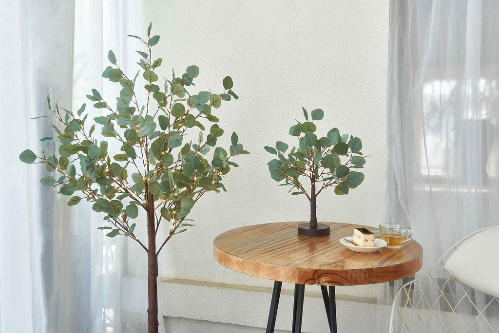 Lighted Eucalyptus Tree 4FT 160 Fairy Lights, Artificial Plant Tree with Lights for Indoor Outdoor Home Wedding Room