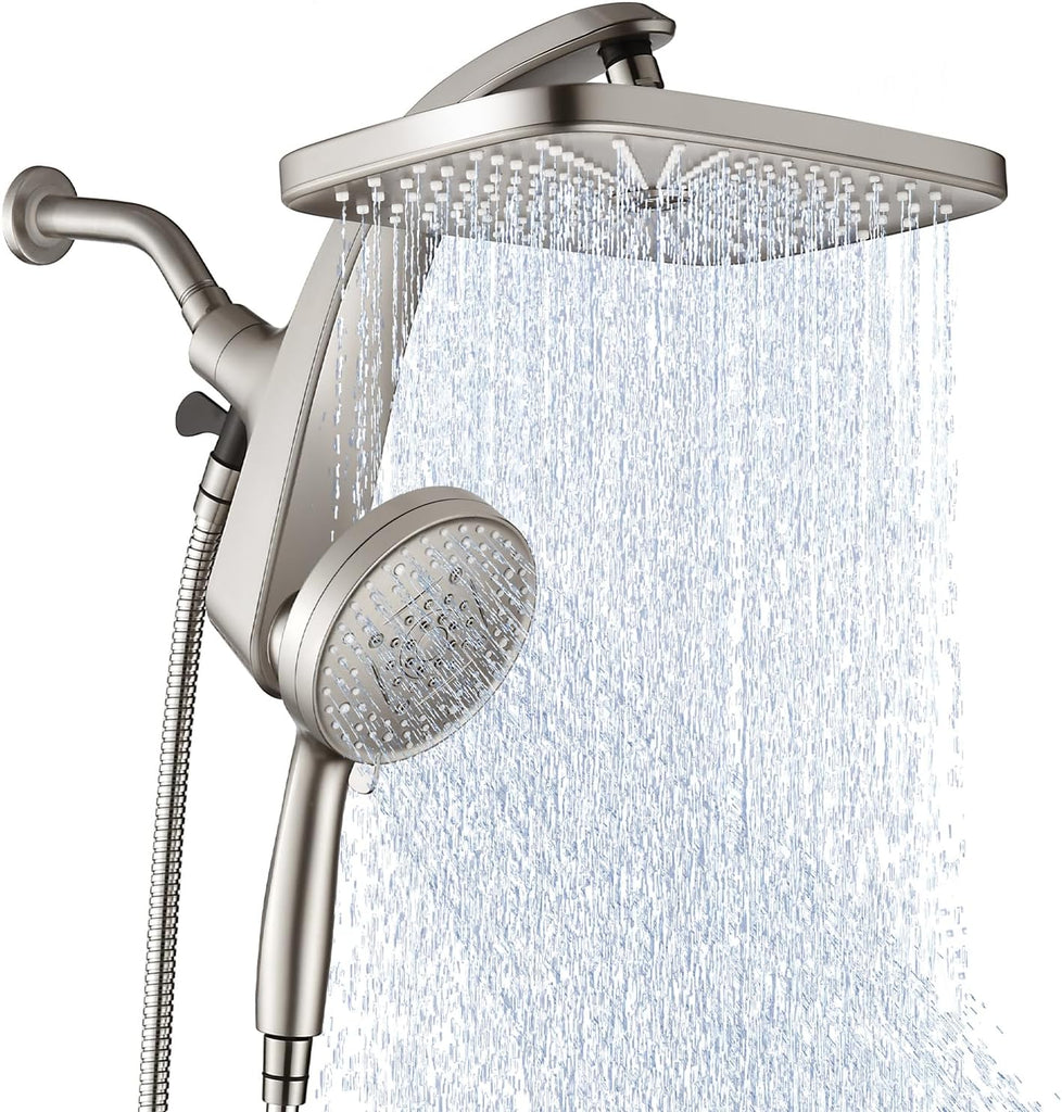 High Pressure Rain Shower Head: Upgrade Shower Heads with Handheld Spray Combo with Fixed Showerhead and 10 Sprays