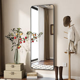 Black Full Length Mirror, 56"x21" Rounded Corner Floor Mirror Standing Hanging or Leaning Against Wall, Suitable or