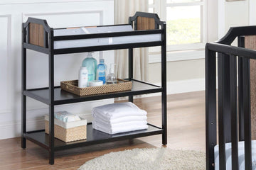 Changing Table in Black and Vintage Walnut