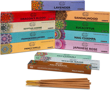 Incense Sticks Assorted Pack (180 gm), 100% Pure Organic Natural Hand Rolled Free from Chemicals - Set of 12