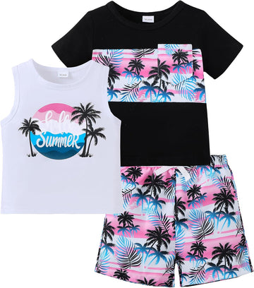 Toddler Boy Clothes Piece Summer Set - Sleeveless Tank, Short Sleeve Top and Shorts