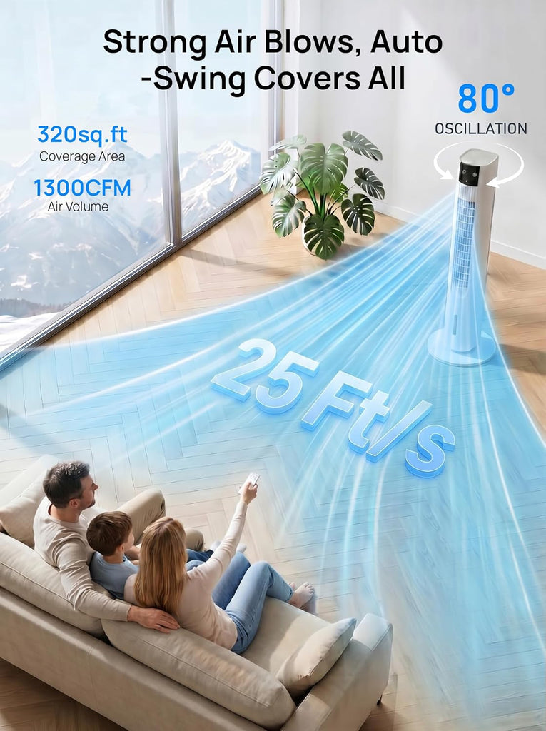 Portable Air Conditioners, 35" Evaporative Air Cooler, 3-In-1 AC Tower Fan That Blows Cold Air, 3 Speeds, 4 Ice Packs