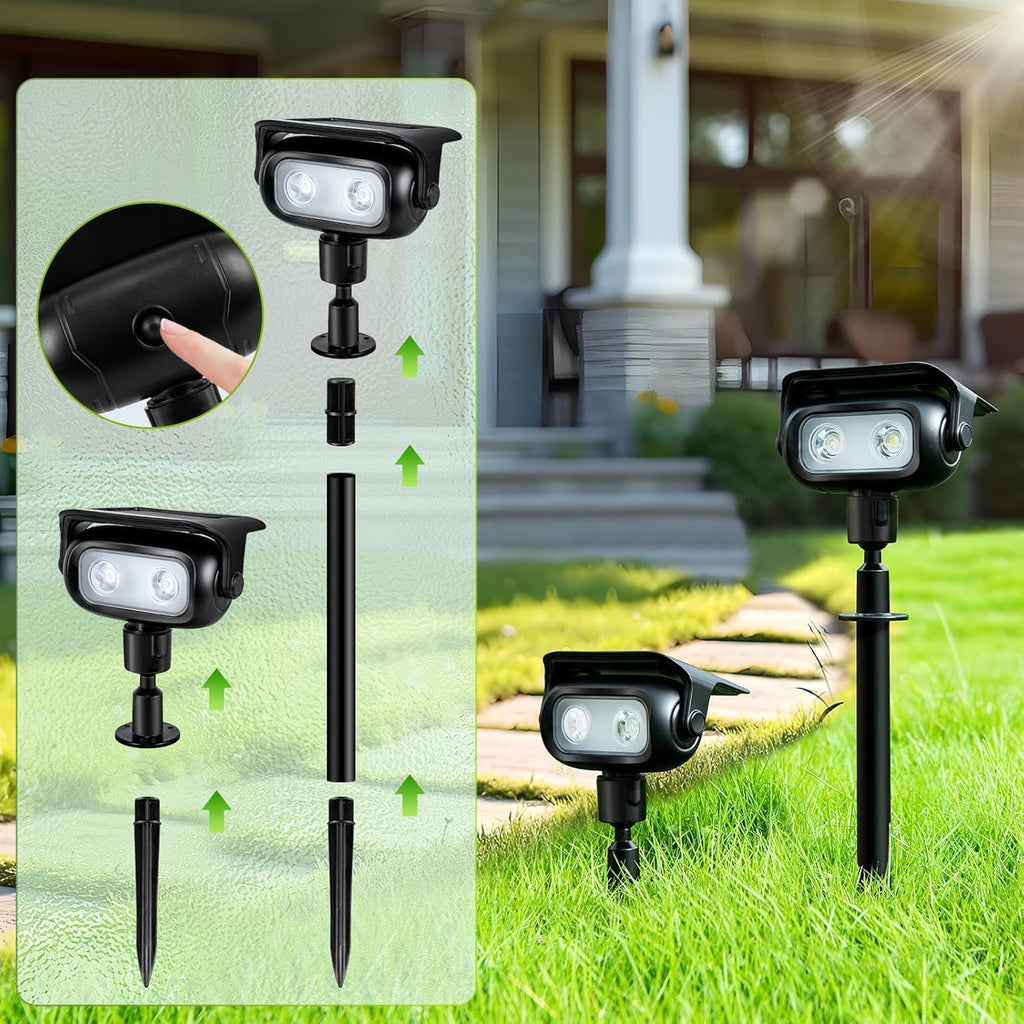 Solar Landscape Spotlights Outdoor for Garden Ambience, Warm White LED Spot Lights for Tree, Flag Lighting