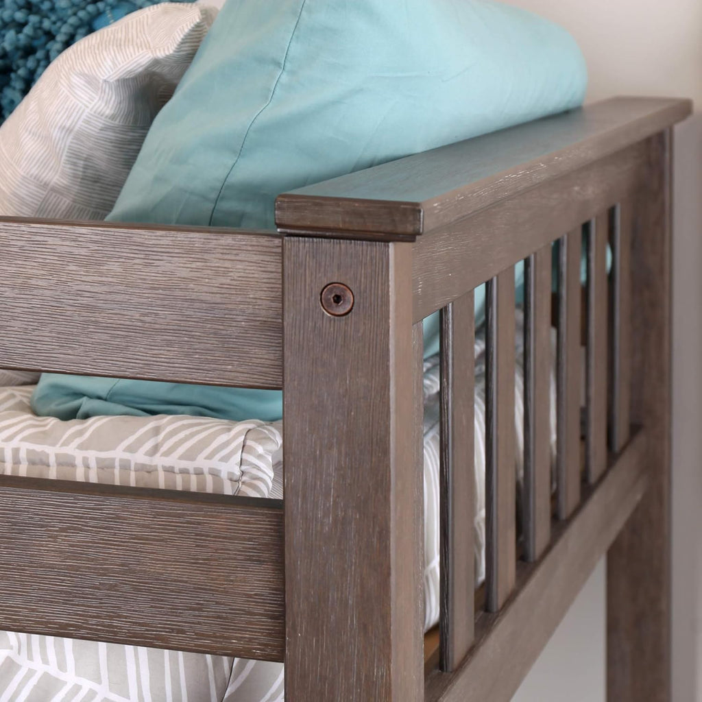 Bunk Bed, Twin-Over-Twin Bed Frame For Kids With Stairs, Clay