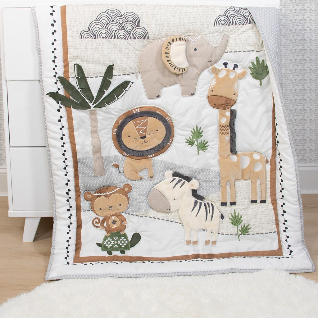 4 Piece Organic Cotton Baby Crib Bedding Set for Boys & Girls - Newborn, Infant & Toddler Nursery Bed Set Decor with