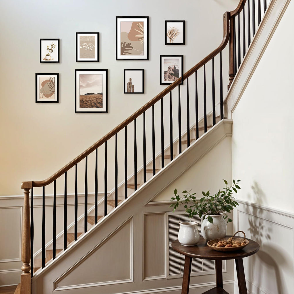 Gallery Wall Frame Set, 8 Pack Neutral Wall Decor, Black, Large