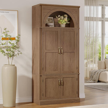 71'' Tall Kitchen Pantry Cabinet, Food Pantry Wood Cabinet,Brown | Pantry Cupboard with Adjustable