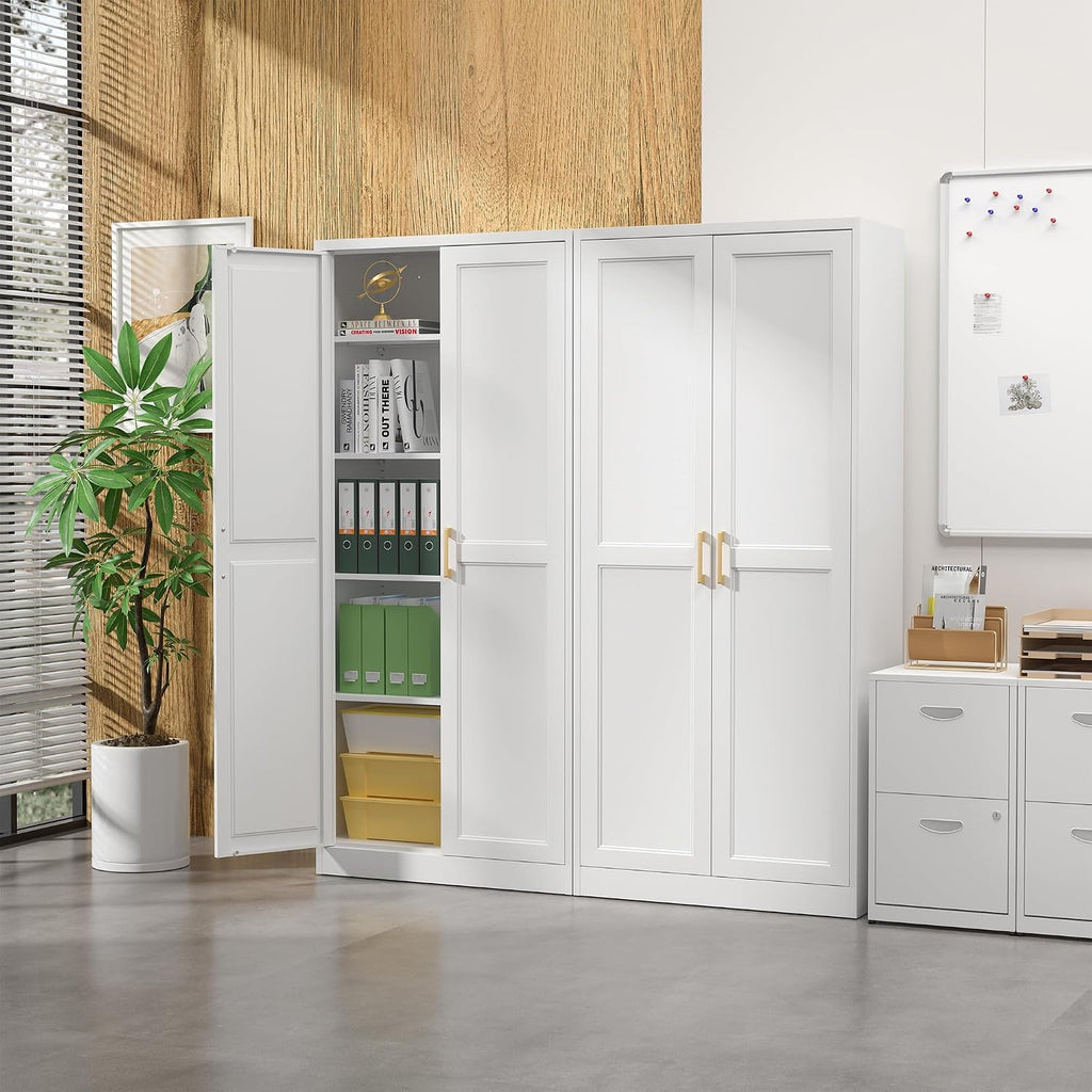 71"Metal Pantry Storage Cabinet with Doors & 4 Adjustable Shelves | Kitchen Pantry Cabinet,White Kitchen Cabinet with