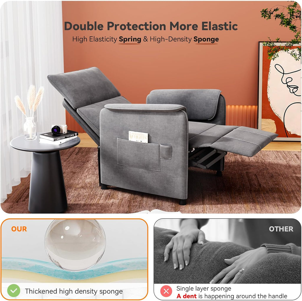Recliner Chair，Electric Adjustable Chenille Recliner with Remote Control and Padded Backrest,Home Theater Recliner