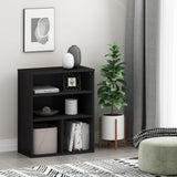 PASIR Book Shelf, 3-Tier Display Bookshelf with Adjustable Shelf, Cube Storage Bookcase, 11.8 x 23.6 x 28.2, Black Oak