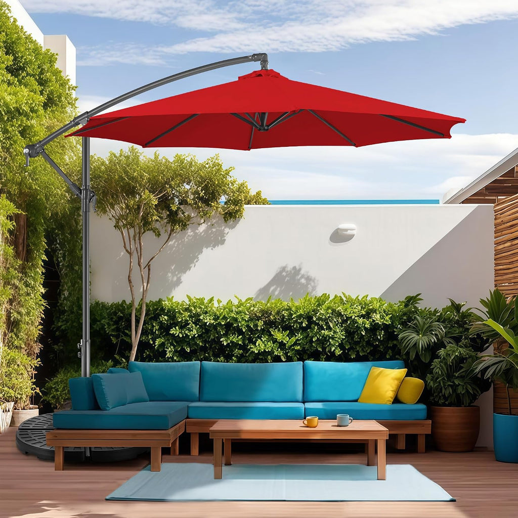 10ft Cantilever Patio Umbrella Outdoor, Large Offset Umbrella with Crank and Cross Base