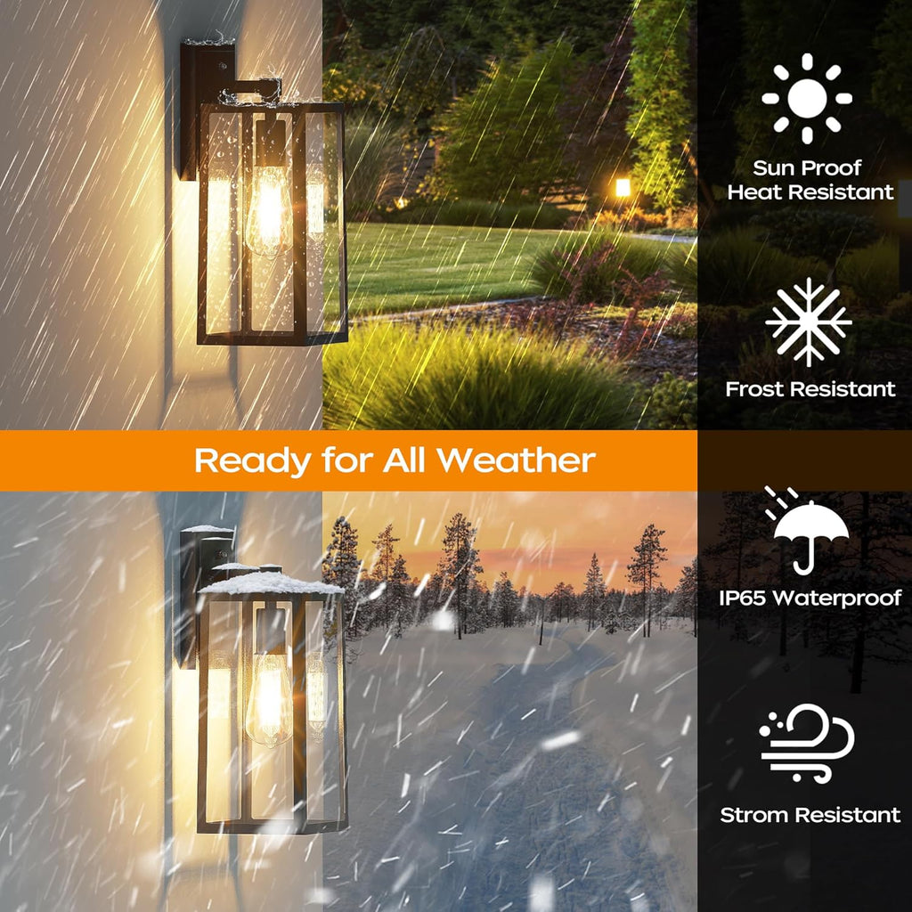 Dusk to Dawn Outdoor Light Fixtures Wall Mount, Sensor Porch Lights, Anti-Rust Exterior Wall Sconce Lighting Lamp