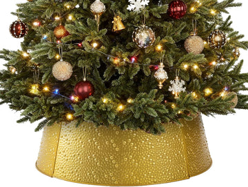 26inch Metal Christmas Tree Collar, 4-Panel Base Cover for 7.5ft Artificial Trees, Rustproof & Easy Assembly, Sturdy