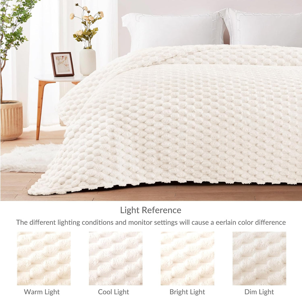 Fleece Throw Blanket, Luxury Super Soft Lightweight Summer Blanket, 3D Jacquard Cozy Fluffy Plush Decorative Sofa