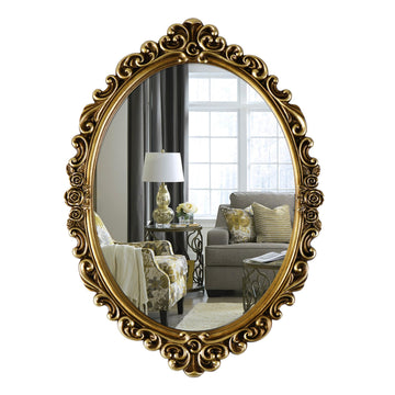 Medium Oval Wall Mirror Resin Frame Size:20.4 x 14.5 inch