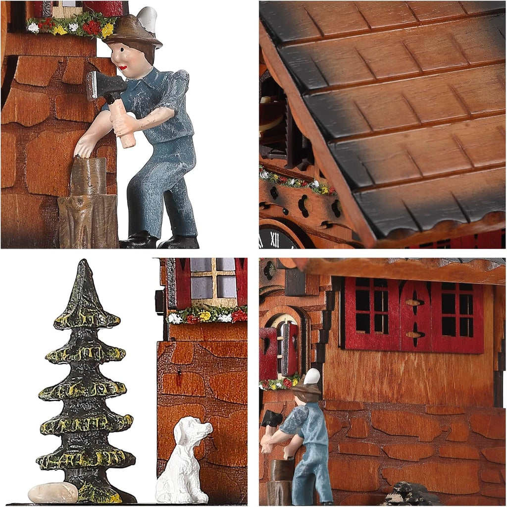 Kintrot Cuckoo Clock Traditional Black Forest Clock Antique Wooden Pendulum Quartz Wall Clock