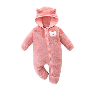 Baby Girl Winter Snowsuit Infant Long Sleeve Fleece Bodysuit Clothes Outwear Hooded Snow Set Outfit Footie