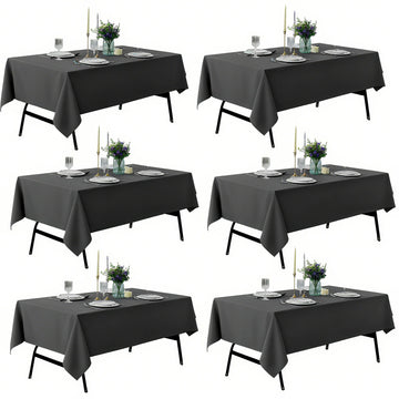6-Pack 60x102 inch Grey Table Cloths, Solid Stain and Wrinkle Resistant Oblong Tablecloth, Premium Plain Weave