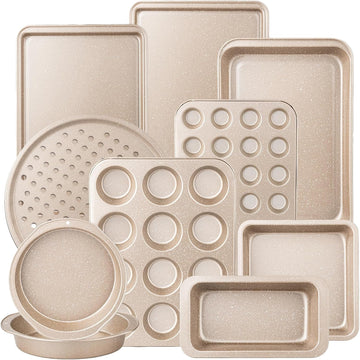 10-Piece Pans Set, Bakeware Sets Nonstick, Set for Oven Cooking, Stackable Carbon Steel Pans Include Cookie Sheets