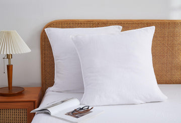100% French Linen Euro Shams 26x26 Inches Square Pillow Cover Pillow Cases Pack of 2 with Envelope Closure, Stone