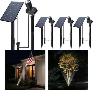 Outdoor Solar Spotlight, Adjustable Angle Landscape Spotlight Waterproof, 2500mAh All Night Separate Panel LED