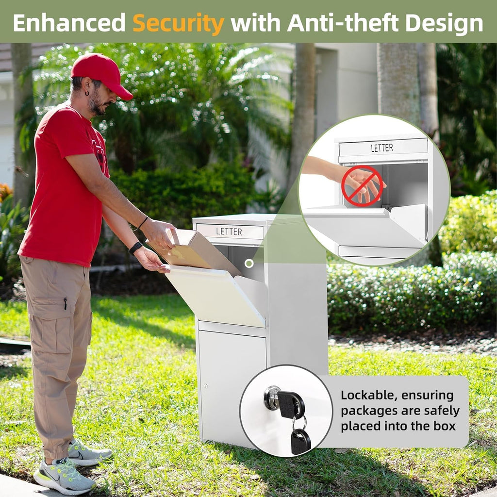 Package Delivery Boxes ，Extra Large Package Drop Boxes，Anti-Theft Lockable Parcel Delivery Box Porch with Secure