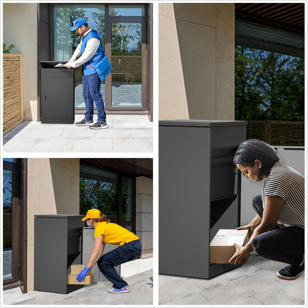 33.5Inch/85CM Express Package Delivery Boxes Large Space Black Parcel Drop Boxes with Lock