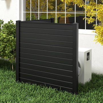 2 Panels Outdoor Privacy Screen, 48''W x 48''H Air Conditioner Fence, Trash Can Enclosure with Stakes, PP Vinyl