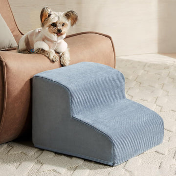 Dog Stairs for Small Dogs, 2-Steps Dog Ramp for Couch, Pet Stairs with Highly Supportive Foam and Non-Slip Bottom